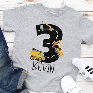 construction birthday shirt 3, Excavator Construction Digger,  Construction birthday party, birthday boy shirt, ANY AGE, third birthday