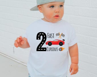 Toddler Boy Race Car 2nd Birthday Shirt, Fast Curious Tee