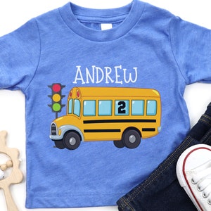 School Bus Birthday Shirt, Wheels on the Bus Birthday Party, Bus 2nd Birthday, Boy Birthday Shirt, Personalized Birthday Outfit, Bus Party