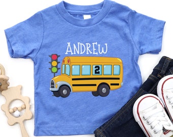 School Bus Birthday Shirt: Personalized Wheels on the Bus Party Outfit
