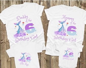 mermaid birthday shirt family, mermaid dad, Mermaid Mom and Dad Shirts, Mermaid birthday shirt 6, mer mommy, mer daddy