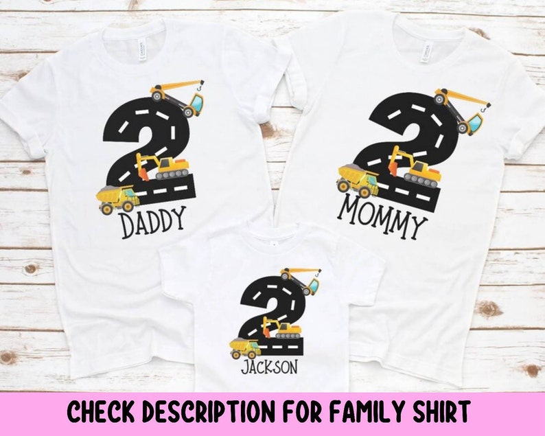 Construction Birthday Shirt, Construction birthday party, birthday boy shirt, ANY AGE, Excavator Construction Digger image 8