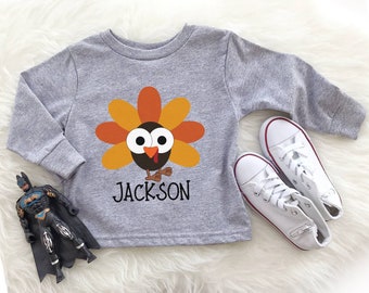 turkey shirt toddler boy girl, Boys Thanksgiving shirt, long sleeves, Boys Fall Shirts, Boys Toddler Shirt, personalized turkey shirt