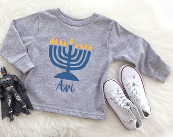 Toddler Hanukkah shirt, Hanukkah kids shirt, menorah for toddlers, menorah chanukah kids