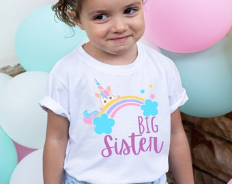 big sister unicorn shirt,  big sister rainbow shirt, big sister shirt, big sister announcement shirt toddler, big sister shirt toddler