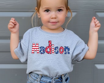 Personalized 4th of July Kids Shirt, Patriotic Toddler Tee