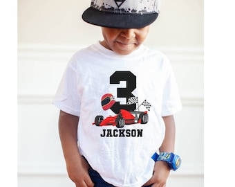 Race Car Birthday Shirt, Personalized Shirt, 3rd, 4th, 5th birthday Race Car theme outfit for boys