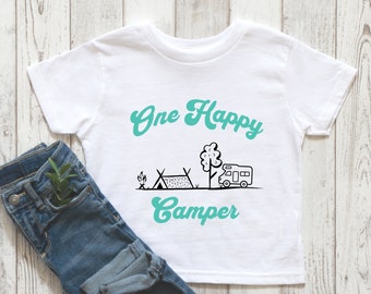 One Happy Camper Shirt, Camping birthday Shirt, Boys, First Birthday Shirt, Matching Family, Mommy and Me Shirts, camping crew
