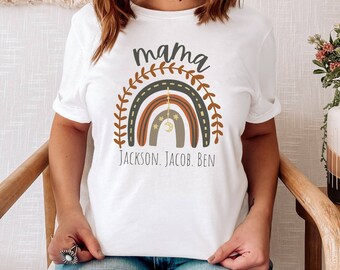 Mama shirt with Kids Names, rainbow mama, Mom shirt with kids names,  Mother’s Day Shirt, Mama Shirt, Customize Names, Mother’s Day Gift