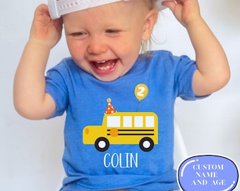 School Bus Birthday Shirt: Personalized Wheels on the Bus Party Outfit