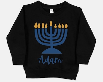 kids hanukkah sweatshirt, menorah Hanukkah kids shirt, Boys Girls Jewish Clothing Toddler