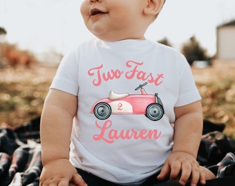 pink two fast, Two Fast Girl Birthday Shirts, Pink Race Car Girls Birthday Shirt, 2nd Birthday Shirt, Matching Family Birthday Shirts