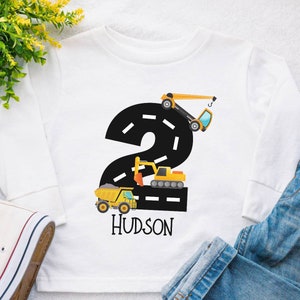 Construction Birthday Shirt, Construction birthday party, birthday boy shirt, ANY AGE, Excavator Construction Digger image 7