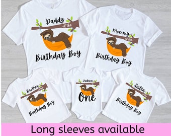 sloth 1st birthday shirt, sloth birthday shirt, toddler sloth shirt, sloth themed birthday shirt, 1st birthday shirt boy family