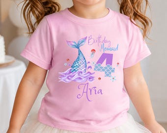 personalized mermaid birthday shirt for girls, mermaid birthday shirt 5, 6, 7 , Mermaid Birthday Outfit, Mermaid Birthday Party
