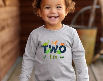 Personalized 2nd Birthday Dinosaur Shirt, Two Rex Toddler Tee, Custom Name Second Birthday Outfit