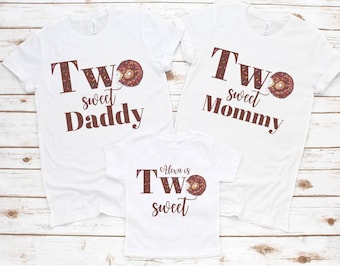 Donut 2nd Birthday Matching Family Shirts, Two Sweet Donut Birthday Mom Shirt, Donut Party 2nd Birthday Shirt Dad Sister Brother Cousin