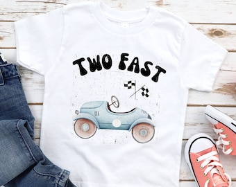 Two Fast Birthday Shirt, Race Car Birthday Shirt, 2nd Birthday Shirt, Racing Birthday Party, two fast vintage car birthday Toddler Boy