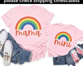 Mama And Mini Shirt , Matching rainbow mama and mini Shirt, Mama Shirt, Mini Shirt ,Mothers Day Gift, Mommy And Me Shirt, CUSTOM family Tee