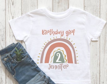 boho rainbow birthday shirts,neutral rainbow birthday girl, birthday girl toddler shirt, girls raglan birthday shirt