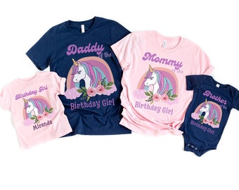 family unicorn birthday shirt, unicorn birthday shirt for Mom, unicorn mom and dad shirt, family unicorn custom shirt