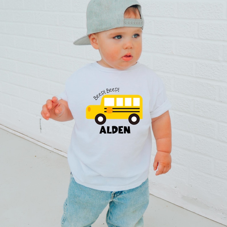 Personalized School Bus Birthday Toddler Shirt, Wheels on the Bus