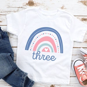 Girls Rainbow Birthday Shirt, Neutral Rainbow Birthday Party Outfit, Girls 1st, 2nd, 3rd, 4th, 5th Birthday Shirt, Rainbow Birthday