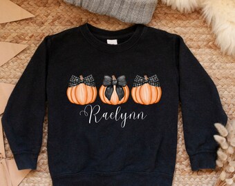 Personalized Kids Halloween Pumpkin Sweatshirt, Toddler Girl Sweater