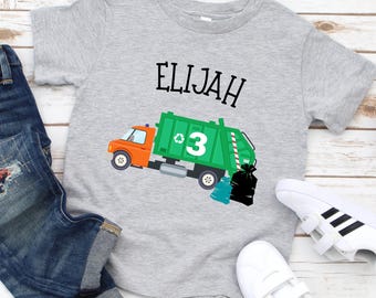 Personalized Toddler Garbage Truck Birthday Shirt: Custom Age T-Shirt