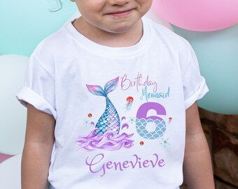 personalized mermaid birthday shirt for girls, mermaid birthday shirt 5, 6, 7 , Mermaid Birthday Outfit, Mermaid Birthday Party