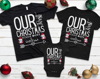 first family christmas shirt, personalized 1st  Christmas shirt, matching first christmas shirt, Mommy, dad and me matching christmas shirts