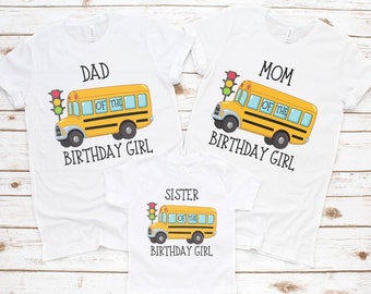 School Bus Birthday Matching Family Shirts, Bus Birthday shirt Dad, school bus Birthday shirt for Mom, bus birthday shirt Sister Brother