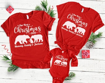 Our first Christmas family shirts, Matching Family shirts, personalised christmas family tshirt,  quarantine christmas shirts