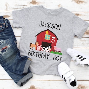 Farm birthday shirt 3, Birthday Farm Shirt, Barn Animals Birthday Boy, 3rd Farm Birthday Boy shirt, 1st 2nd 3rd Farm Birthday Boy shirt