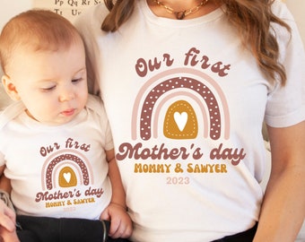 Our First Mother's Day Shirt, Mother's Day Mommy And Baby Outfit, Custom With Names, Personalized Matching Mom and Baby Shirt