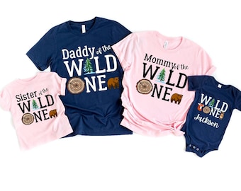 wild one family t-shirts, woodland wild one shirt, woodland birthday shirt, woodland family shirt, 1st birthday family shirts, bear, fox