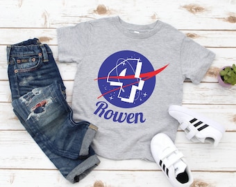 Chemise d'anniversaire sur le thème de la Nasa, chemise d'anniversaire de l'espace, fête d'anniversaire d'astronaute, chemise d'anniversaire à tout âge 1, 2, 3, 4, 5, 6 ans