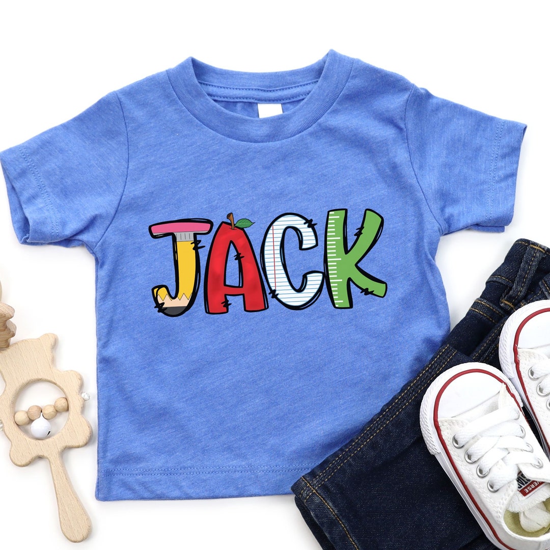 Personalized Back to School Kids Shirt, Custom Name Pencil Tee
