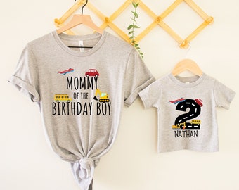 Family transportation birthday shirts, transportation 2nd birthday party, Things that Go Birthday Mom Shirt, plane, truck, car , any age