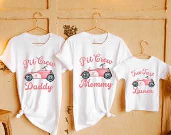 Two Fast Girl Birthday Shirts, Pink Race Car Girls Birthday Shirt, 2nd Birthday Shirt, Matching Family Birthday Shirts, Birthday Girl Tee