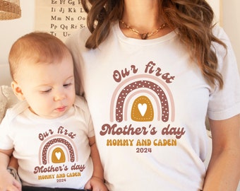 Our First Mother's Day Shirt, Mother's Day Mommy And Baby Outfit, Custom With Names, Personalized Matching Mom and Baby Shirt