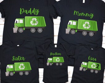 Garbage Truck Birthday Matching Family Shirts, Recycle Truck Party