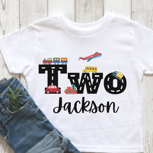 transportation birthday shirt for boy, things that go birthday, planes trains and automobiles birthday, vehicle birthday shirt, 2nd birthday