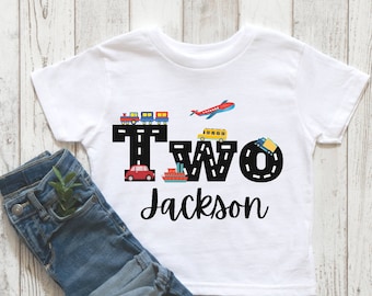 transportation birthday shirt for boy, things that go birthday, planes trains and automobiles birthday, vehicle birthday shirt, 2nd birthday