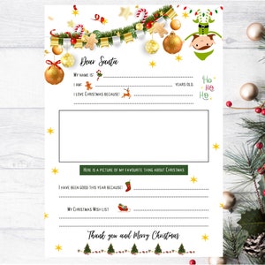 Carta a Papá Noel Imprimible, Carta Digital a Papá Noel, Carta Infantil a Papá Noel, Carta de Navidad