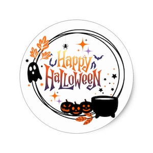 Pegatinas de Halloween, pegatina de feliz Halloween, pegatina de truco o trato, pegatina para pequeñas empresas, pegatina de envoltura de regalos, suministros de embalaje
