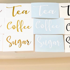 Etiquetas para té, café y azúcar, etiquetas para la cocina, etiquetas para frascos de almacenamiento, etiquetas para el hogar, etiquetas para la despensa, etiquetas adhesivas para té, etiquetas adhesivas para café, etiquetas adhesivas para azúcar