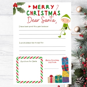 Carta a Papá Noel Imprimible, Carta Digital a Papá Noel, Carta Infantil a Papá Noel, Carta de Navidad