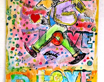 Custom artisanal hand painted greeting card