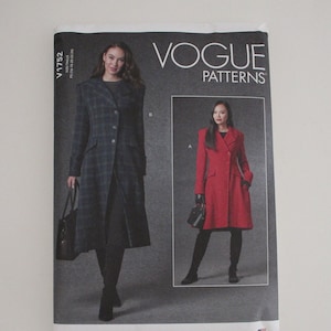 Vogue V1752 Misses' Coat, Fitted, Lined, Shoulder Pads, Two Piece Sleeve, Bias Cuffs, Decorative Flaps,  Size 16-18-20-22-24, Uncut FF, V3